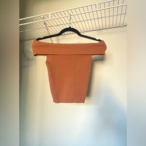Off the shoulder brown crop top